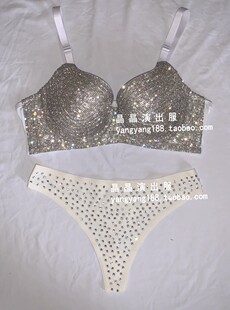 女歌手钢管演出闪钻手工烫钻演出舞台文胸大码75 80 85 42 44 D杯