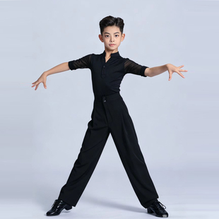 男童拉丁舞服专业比赛国标舞练功服考级训练少儿男孩拉丁上衣裤子