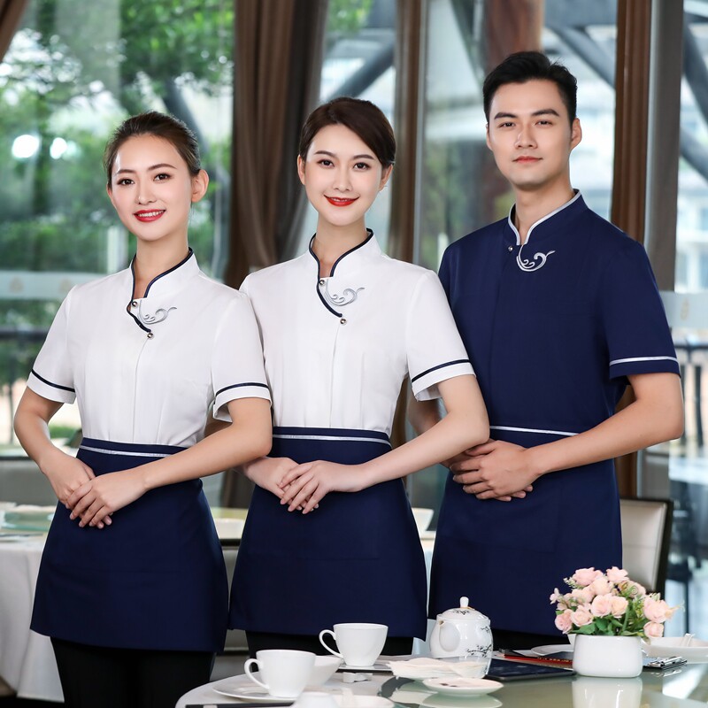 高端定制酒店中式服务员工作服女夏季短袖中国风餐饮火锅饭店酒楼图片