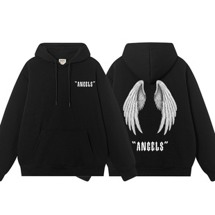 艺术天使的翅膀周边衣服angle印花休闲宽松套头卫衣男女同款连帽