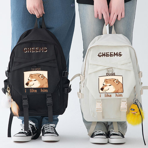 CHEEMS丧系秋田柴犬恶搞表情包废柴傻狗日系男女学生书包双肩背包
