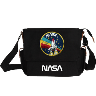 豆小萌NASA联名航天局书包宇航员学生单肩包欧美潮牌斜挎包男背包