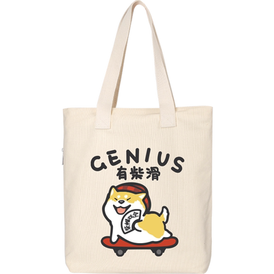 有柴滑柴帽双全柴犬卡通帆布包