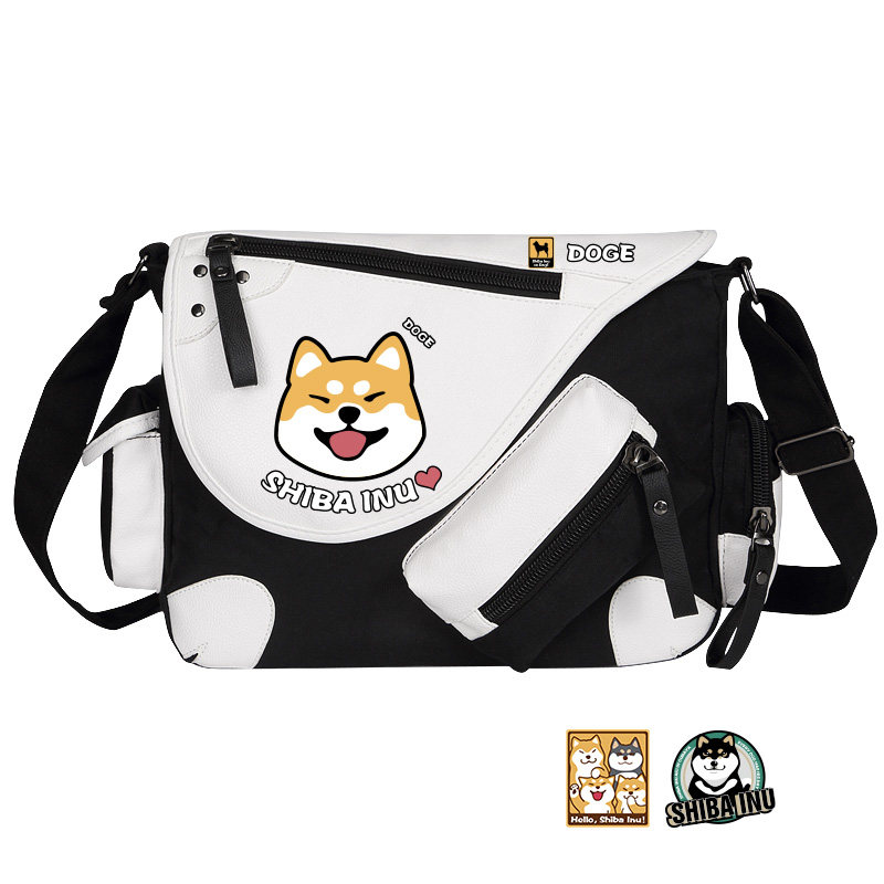 柴犬神烦狗狗狗周边卡通动漫单肩斜挎包帆布包男邮差包骑行包男女
