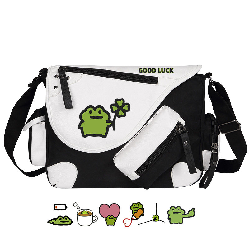 青蛙四叶草good luck小幸运包单肩包斜挎包书包骑行背包帆布邮差,模玩/动漫/周边/娃圈三坑/桌游,动漫背包/钱包/箱包,淘宝优惠券,粉丝福利购,淘宝优惠卷