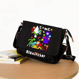 Alan Becker黄红蓝绿AB柴 火柴人周边单肩包学生上课斜挎包邮差包