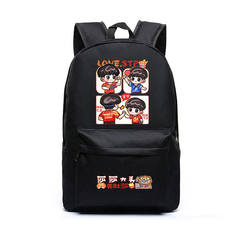 乒乓球莎头组合卡通人物动漫书包男小学生双肩包大容量双肩背包