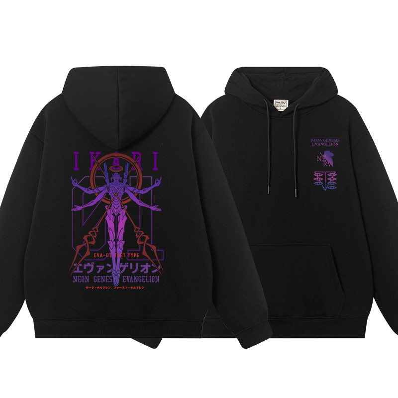 日系动漫EVA初号机纯棉加绒连帽卫衣男秋冬季宽松打底外套上衣服