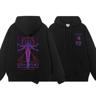 日系动漫EVA初号机纯棉加绒连帽卫衣男秋冬季宽松打底外套上衣服