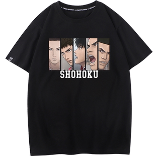 卡通印花t恤夏日漫灌篮高手联名衣服纯棉宽松短袖男湘北动漫打底