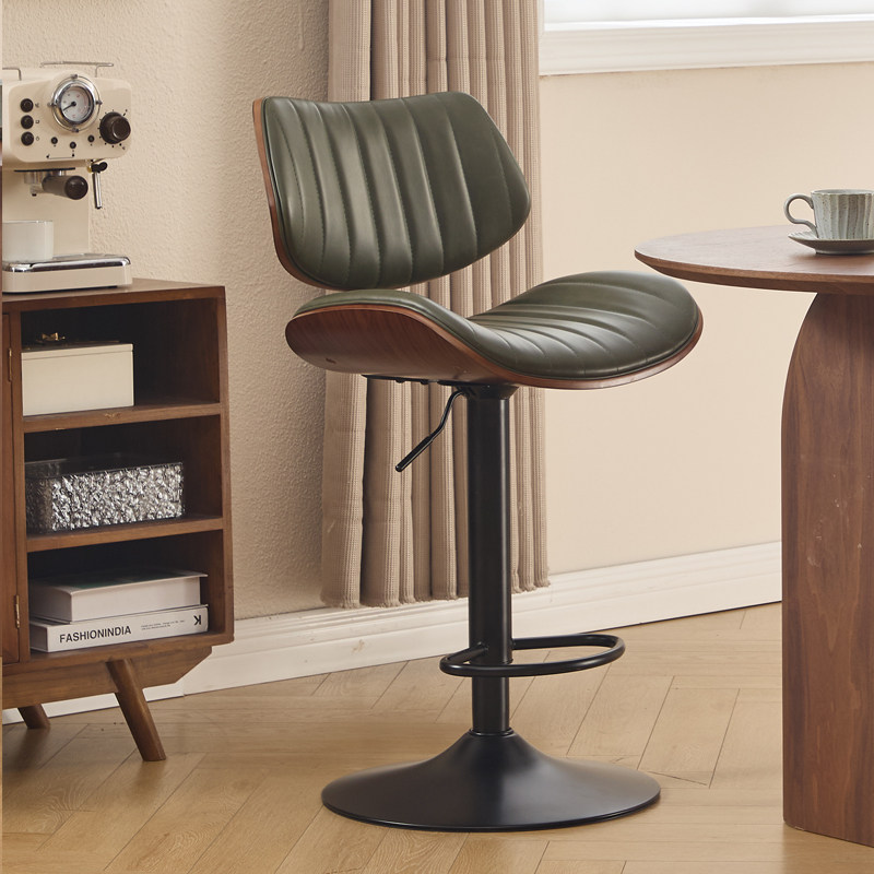升降吧台椅家用轻奢岛台高脚凳复古旋转酒吧前台吧椅北欧高脚椅