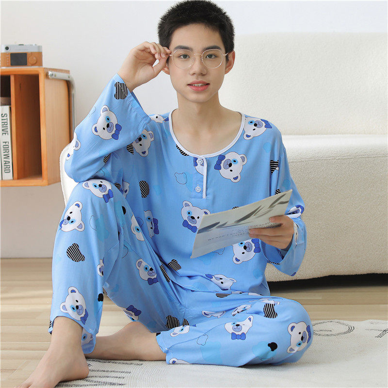 睡衣长袖青少年大码家居服套装
