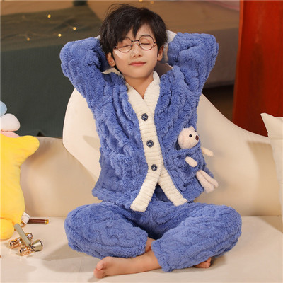 儿童法兰绒睡衣秋冬季