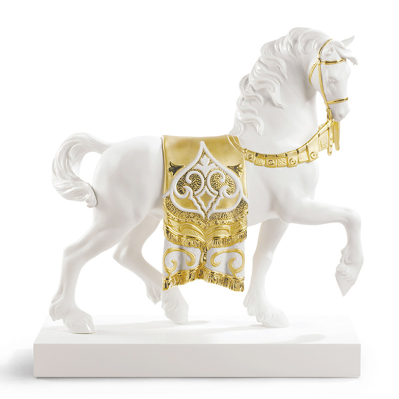 雅致lladro西班牙国宝瓷偶艺术品陶瓷器再装饰之威风凛凛(金)f