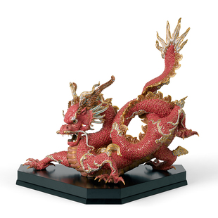 雅致Lladro 红 西班牙进口瓷偶艺术品陶瓷器摆件中国龙