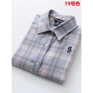 小熊磨毛格子衬衫女长袖学生春秋冬覆古纯棉韩版宽松加厚衬衣外套