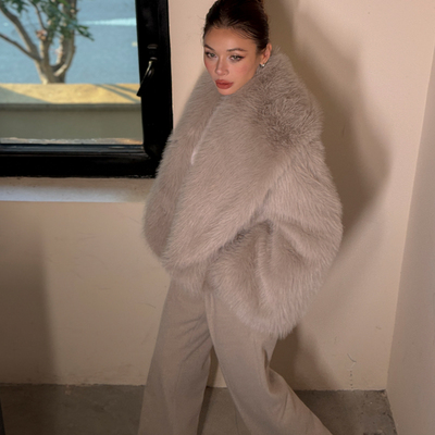 老钱风奢华御姐皮草外套毛呢长裤