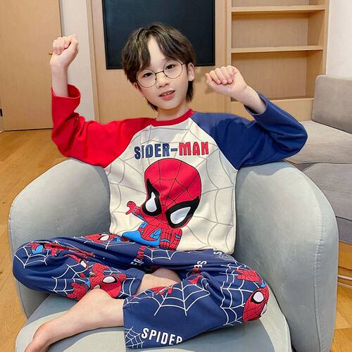 男童纯棉春秋卡通家居服套装