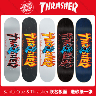 Thrasher联名板面 进口双翘滑板板面高弹 SantaCruz 送砂纸