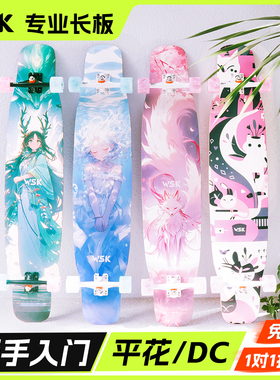 WSK长板滑板成人儿童女生初学者青少年专业板代步与板平花DC舞板