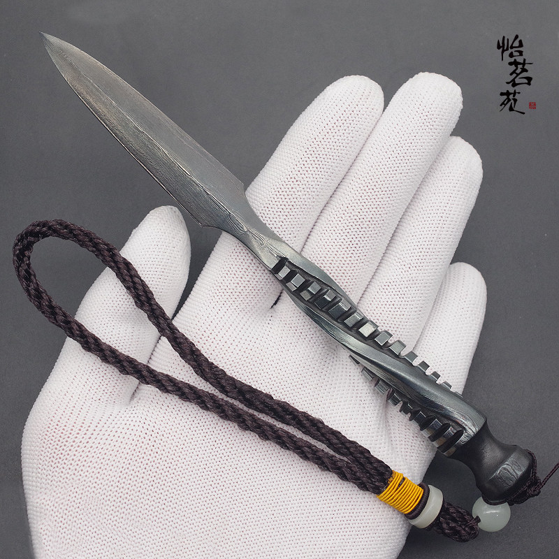 龙泉手工家用百炼花纹钢圆柱普洱茶刀茶针撬切茶饼开茶砖专用工具