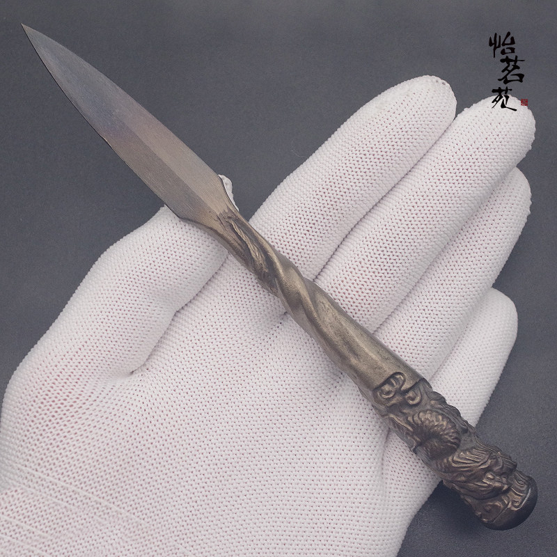 龙泉剑村胡小军家用复古不锈钢手工精修宋龙撬切黑茶普洱茶刀茶针