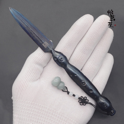 龙泉手工江龙高档百炼花纹钢茶刀