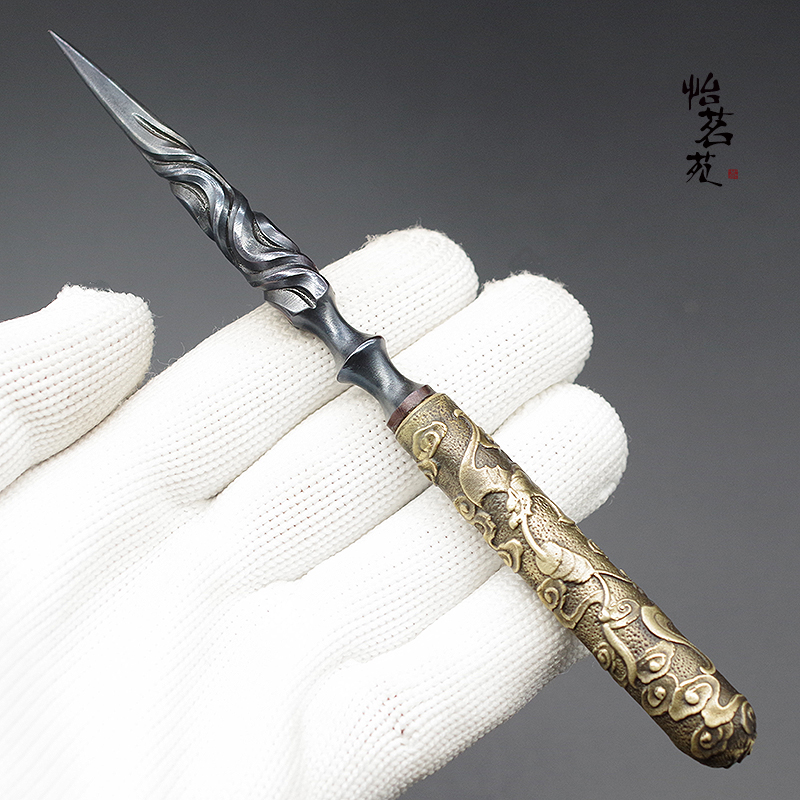 手工龙泉铜柄安化黑茶普洱茶刀茶针茶锥撬切茶饼开茶砖专用道工具