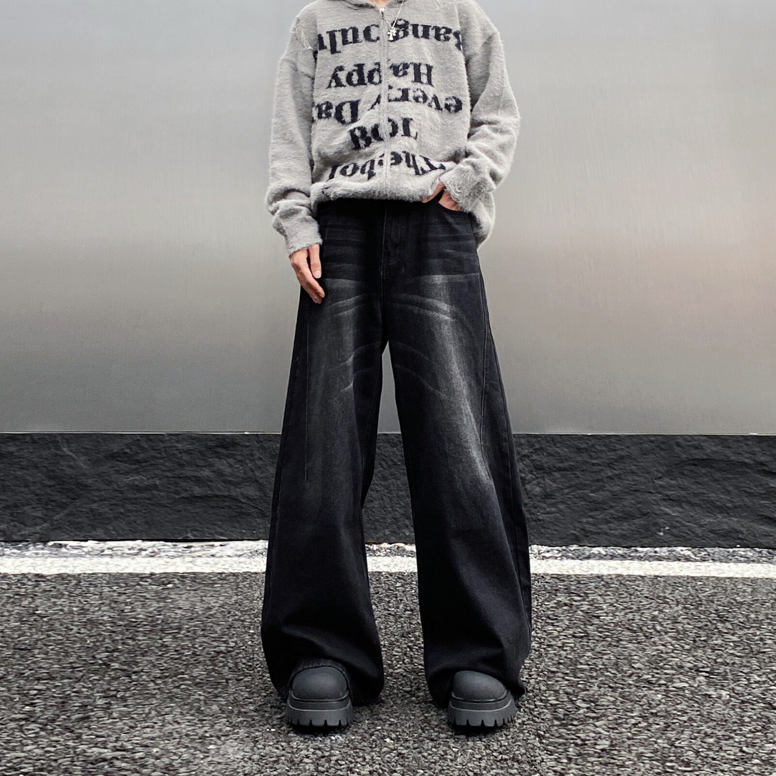 美式复古水洗做旧牛仔裤男直筒宽松潮牌痞帅阔腿拖地弯刀bagg裤子,男装,牛仔裤,淘宝优惠券,粉丝福利购,淘宝优惠卷