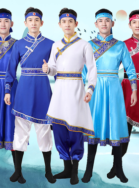 蒙古服装男蒙族成人新款现代藏族演出服舞蹈 少数民族男士衣服袍