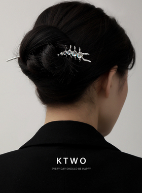 时尚现代发簪女夏小众个性蜈蚣设计月光石轻奢高级感盘发头饰发钗