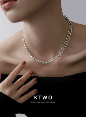 欧美时尚大气叠戴圆珠项链女小众多层设计潮ins百搭夏季锁骨颈链