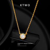 简约时尚 单钻吊坠项链女小众轻奢k金色设计百搭通勤锁骨链配饰品