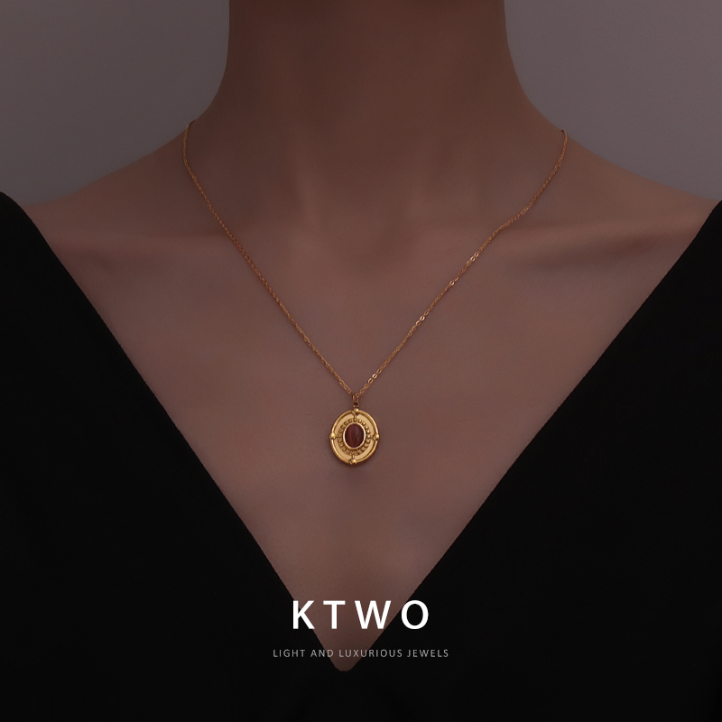 欧美简约高级感K金色女INS项链