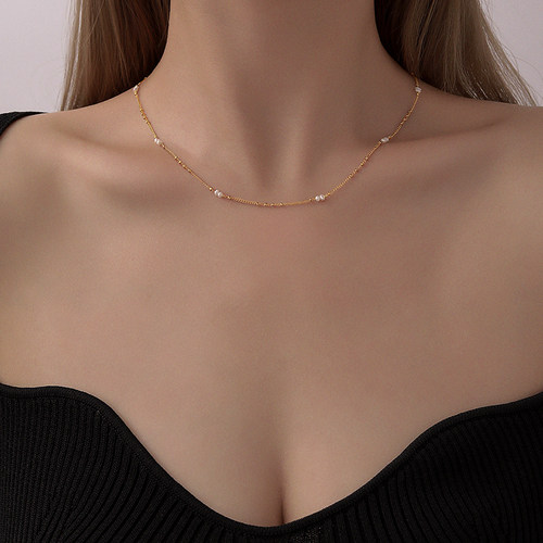 小米粒珍珠项链女叠戴毛衣链