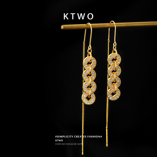 2025新款招财钱币流苏耳线耳环女轻奢k金色时尚碎碎金耳坠耳饰品