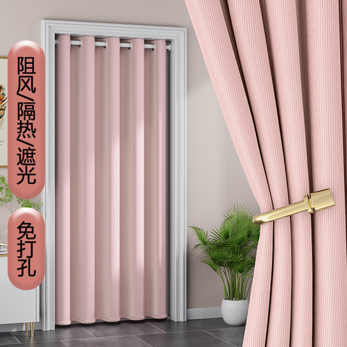 挑三拣四免打孔门帘防风隔热遮光