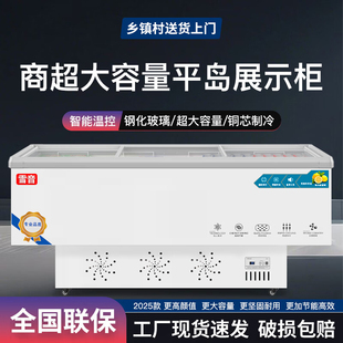 冰柜商用大容量冷柜冰箱冷藏展示柜保鲜冷冻两用岛柜卧式玻璃雪柜