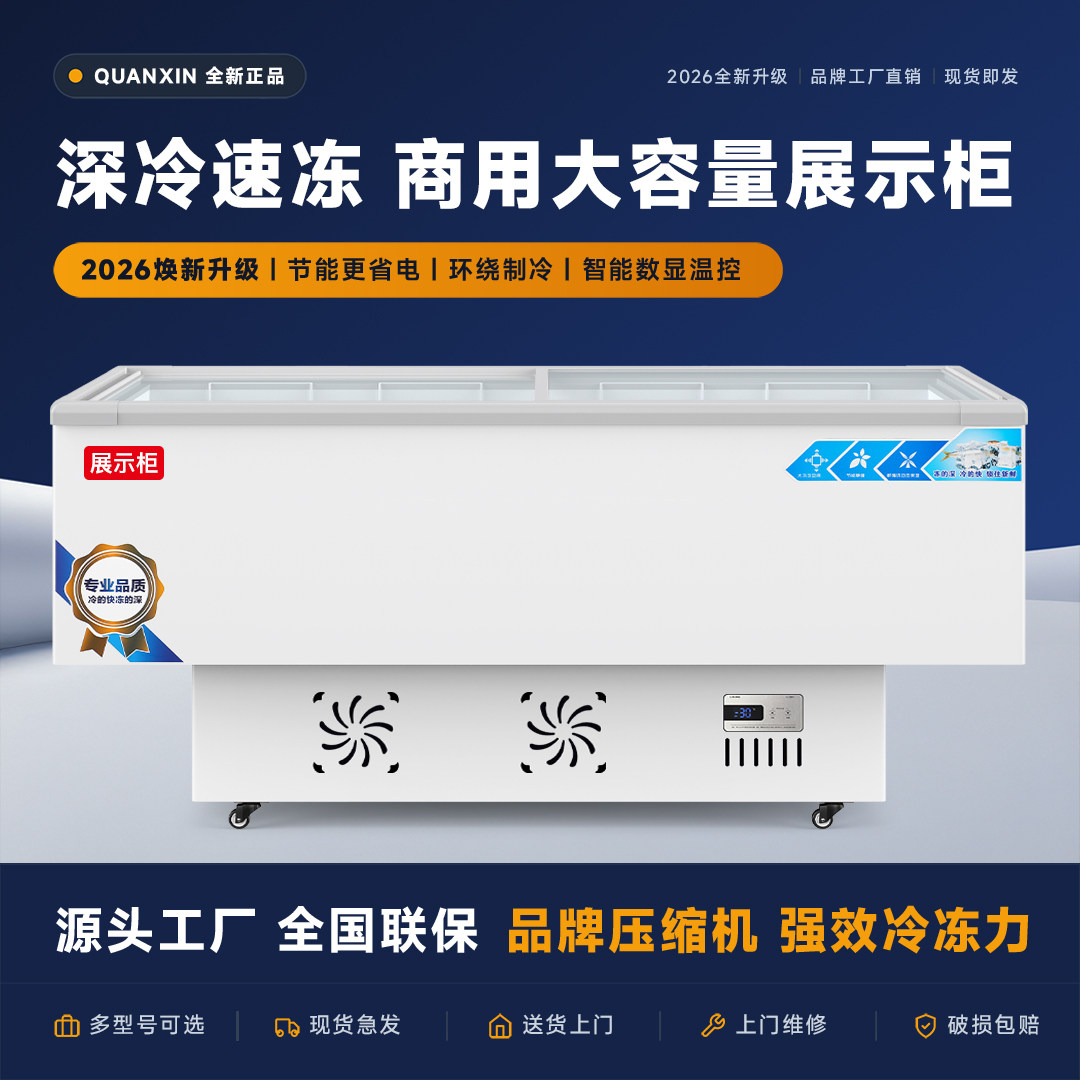 雪音商用深冷速冻展示柜大容量智能数显温控冷藏柜冷冻保鲜柜岛柜