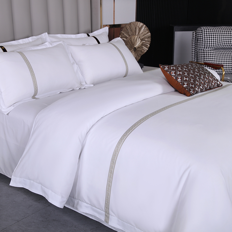 宾馆酒店床品四件套民宿白色被套床单布草公寓客栈床上用品三件套