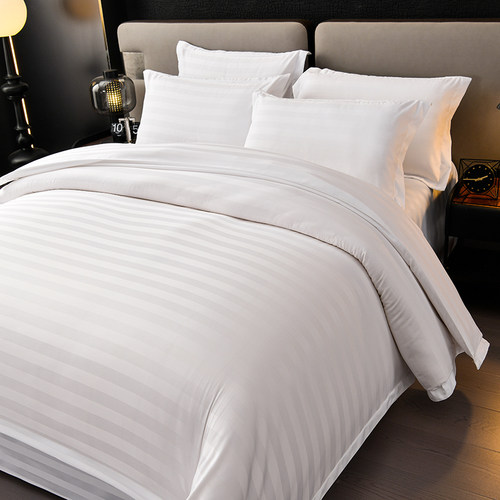 五星级宾馆酒店床品四件套纯白色民宿床上用品公寓布草专用三件套