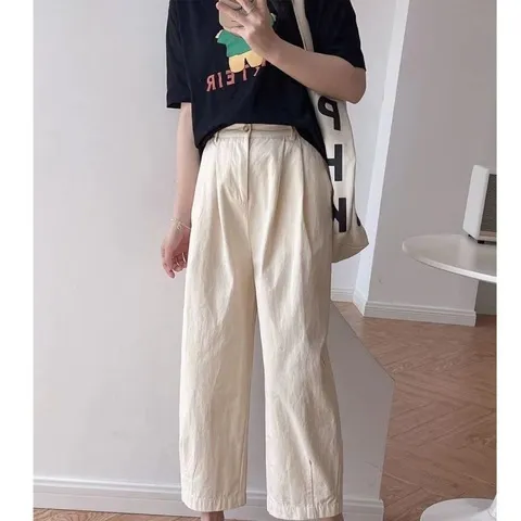 阔腿日系西装工装裤子九分裤薄款休闲显瘦春秋季小个子长裤女直筒