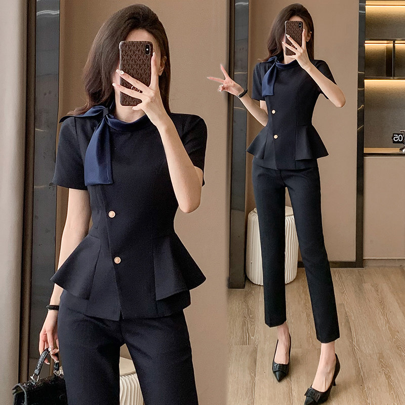 职业西装套装女夏季短袖气质酒店前台制服美容院工装珠宝店工作服