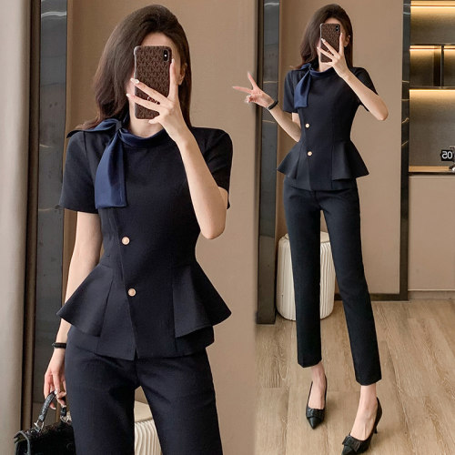 职业西装套装女夏季短袖气质酒店前台制服美容院工装珠宝店工作服