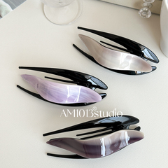 AM1013原创落日紫系列燕尾夹简约慵懒鲨鱼夹后脑勺不硌头盘发抓夹