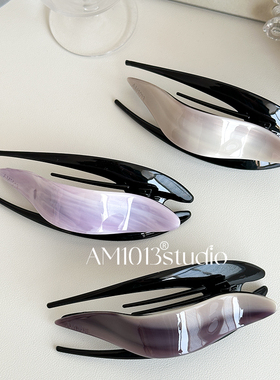 AM1013原创落日紫系列燕尾夹简约慵懒鲨鱼夹后脑勺不硌头盘发抓夹