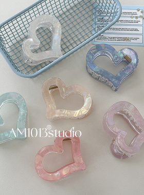 AM1013贝母爱心抓夹后脑勺小号高马尾半扎发韩系鲨鱼夹少女感发饰