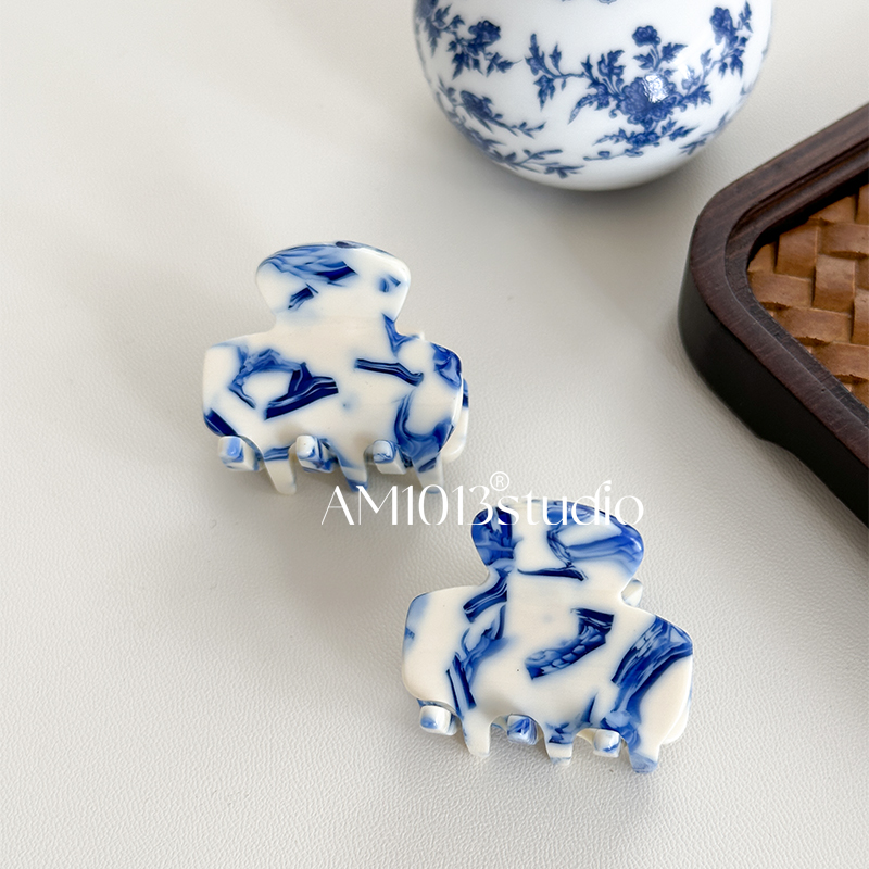 AM1013抓夹醋酸国风青花瓷小抓夹