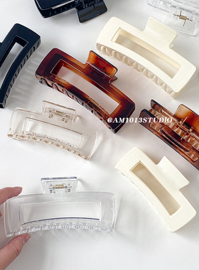 AM1013超大号方形鲨鱼夹日韩发量多抓夹后脑勺发卡简约气质洗澡夹