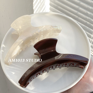 AM1013大号醋酸抓夹一字夹高级感复古质感发夹女后脑勺盘发鲨鱼夹